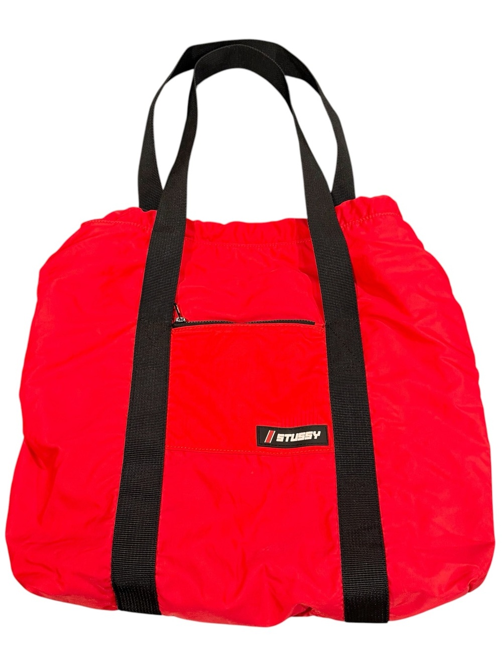 Stussy vintage cinch tote bag red black 90s Y2K nylon rare
